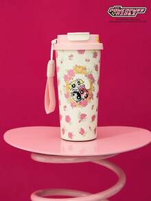 THE POWERPUFF GIRLS X Joivida 17.2oz Tumbler Coffee Mug/Water Bottle With Carrying Strap Vacuum Insulated Stainless Steel ,Leak-Proof Lid, Suitable For Hot Drinks / Cold Drinks, Suitable For Most Cup Holders - Pink - View 2