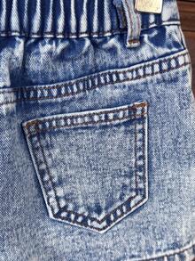 Young Girls Denim Set, New Casual Fashion Simple Versatile Rhinestone Washed Blue Denim Set - Blue - View 8