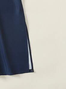 Tween Boys' Embroidered Metallic Print Long Robe, Suitable For Parties, Holidays, And Vacations - Navy Blue - View 5