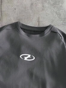 AXEPEAK T-shirt décontracté ample pour hommes, blanc, manches chauve-souris, patchwork, légèrement raide, été - Gris foncé - Voir 4