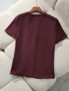 Franclia Elegant Casual Daily Fashion Front Button Short Sleeve Shirt