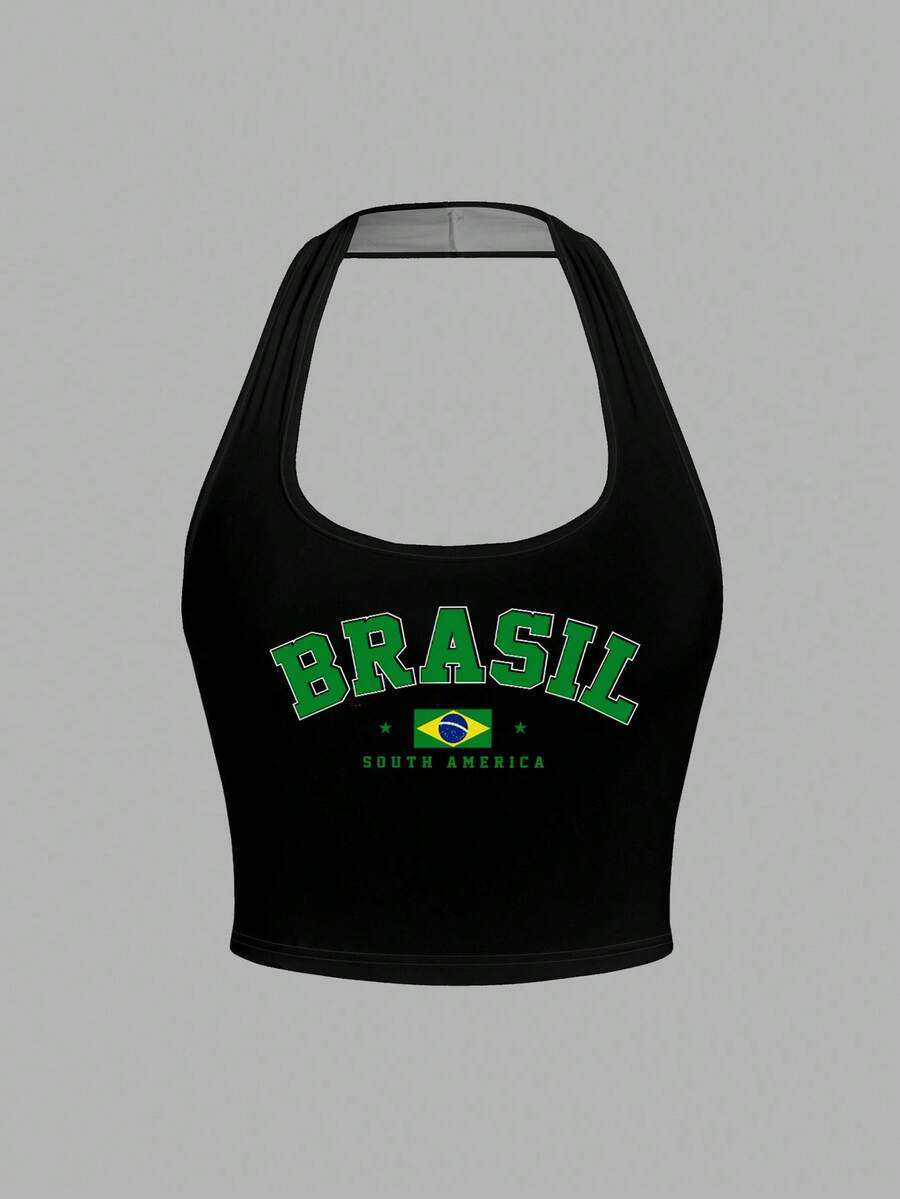 Tseoso Women's Casual Tight-Fitting Halter Neck Tank Top, Suitable For Summer Spring - Multicolor - View 1