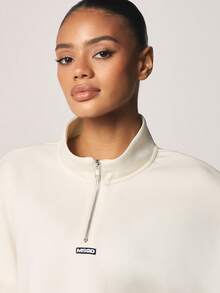 MISSGUIDED Sudadera con cremallera de cuarto y cuello alto, de manga larga, de corte relajado, para uso casual en invierno y otoño, cómoda y acogedora - Blanco - Ver 4