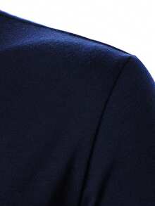 Manfinity Homme 男士时尚休闲撞色纽扣半开襟短袖Polo衫 男士红白蓝衬衫 男士Polo衫 男士高尔夫球衫 纯色Polo衫 - 藏蓝色 - 查看 5