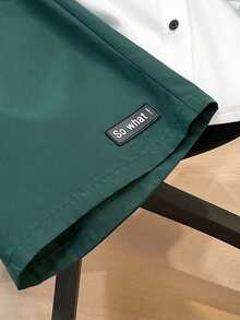 2pcs Tween Boy Casual Patchwork Contrast Color Short Sleeve Mandarin Collar Shirt And Elastic Waist Pocket Shorts Set, Suitable For Autumn, Spring, Summer, Outdoor Play, School, Street Style, Party And Leisure - Multicolor - View 4