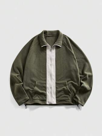 Veste décontractée en polaire style universitaire pour hommes, automne/hiver