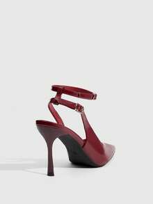 CUCCOO SZL 酒红色尖头性感漆皮哑光极简细高跟鞋 - 酒紅色 - 查看 9