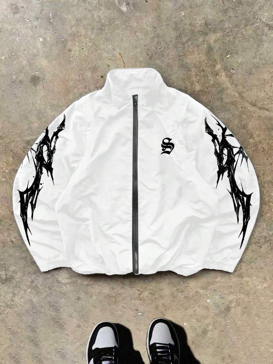 Sport MetroGents Men's Casual Sports Printed Zip-Up Jacket, Gym - White - View 1