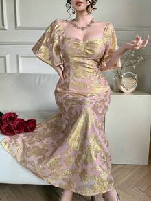 DAZY 女士春季新款情人节3D立体花卉收腰度假连衣裙 - 粉色 - 查看 2