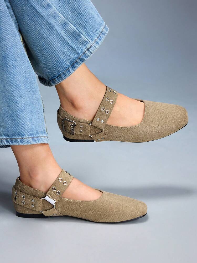 CUCCOO GRLICON Women's Fashionable Versatile Commute Minimalist Buckle Flats Valentine's Day