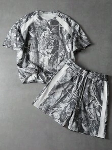 PAVTROS Men's Casual Dry Branch Printed T-Shirt & Shorts Set - Multicolor - View 4