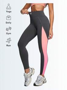 Eassivo Eassivo Women's Ombre Patchwork Tights, Yoga Pants, Fitness Leggings - Grey - View 7