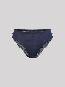 Hourtrue 3pcs Set Solid Color Lace Patchwork Spaghetti Strap Hollow Triangle Panty, Sexy & Romantic Women Underwear - Multicolor - View 12
