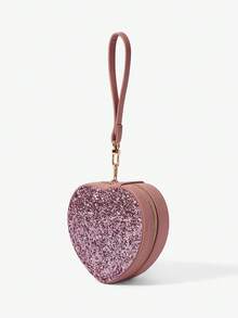 SHECARRY Fashionable Retro Heart Embroidery Handbag Box - Purple powder - View 3