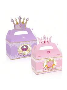 4/12/24pcs Princess Crown Gift Box, Princess-Themed Party Candy And Snack Gift Bag, Paper Box Birthday Party Gift, Holiday Gift - Multicolor - View 6