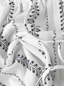 GlowEve Bohemian Style Sun Protection Shirt Set, Women Summer 2 Pieces Outfit Including Shorts - White - View 5