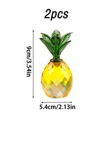 2 piezas/6 piezas Adorno de piña de cristal amarillo, figura de fruta artificial, estatua de fruta de vidrio, centro de mesa para decoración del hogar - Amarillo - Ver 7