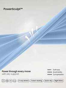 GLOWMODE 24英寸 Powersculpt™-Air 加大码可调节抽绳腰带紧身裤，带侧袋，适合高强度跑步、训练和网球运动。 - 天藍色 - 查看 4