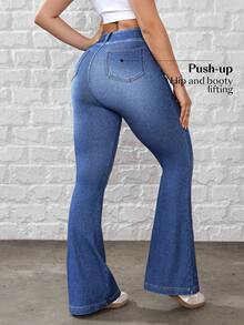 Flexra Quần jeans ống loe ôm vừa vặn, giặt thường ngày dành cho nữ - Rửa trung bình - Xem 9
