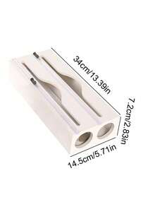1PC 2-In-1 3-In-1 Bamboo Plastic Wrap Aluminum Foil Cutter Dispenser With Multi Compartment Storage Box Wall Mount Drawer Countertop Kitchen Organizer For Space Saving Home Organization Housewarming Gift Kitchen Essential Must Have - one size fits all - View 8