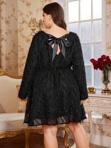 SHEIN Clasi Đầm dài tay dáng rộng màu trơn cho nữ cỡ lớn - màu đen - Xem 7