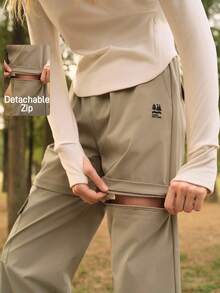 SHEIN In My Nature Pantalones de senderismo rectos con carga desmontable para mujer - Caqui - Ver 8