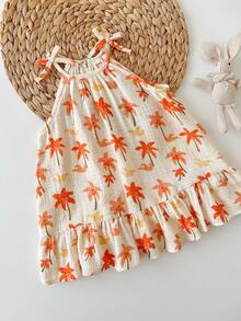 Cozy Pixies Baby Girl Floral Print Casual Versatile Camisole Dress