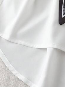 GlowEve 蓝色 Polo 领无袖衬衫配围巾，女士夏季新款宽松休闲上衣，优雅显瘦 - 白色 - 查看 5