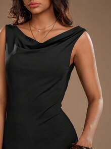 TRNVIE Black Chain Backless Design Mini Party Dress For Women, Spring/Summer - Black - View 4