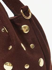 Maija Damskie, torebki z uchwytem u góry, zamszowe, torebka zamszowa, retro, nity, vintage, modne, eleganckie, proste, spersonalizowane, uniwersalne, klasyczne, do pracy, do biura, na randkę, na co dzień, na zakupy, na popołudniową herbatę