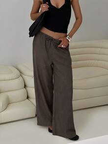 Siren Gaze Brown Plaid Relaxed Fit Pants For Women, Autumn/Winter - Brown - View 7