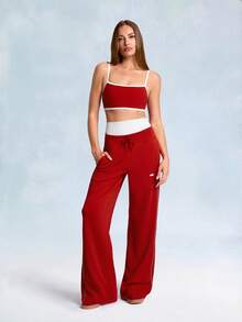 GLOWMODE Áo ngực thể thao FeatherFit™ Big Win với mút ngực có thể tháo rời, viền màu tương phản, hỗ trợ tập luyện nhẹ nhàng, phù hợp cho yoga và mặc hàng ngày. - Đỏ - Xem 7