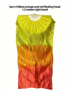 1 pieza Abanico plegable para danza del vientre, abanico de seda de doble cara con flujo extendido, abanico de gasa de degradado de color, abanico de actuación, abanico de práctica de estilo chino - Multicolor - Ver 14