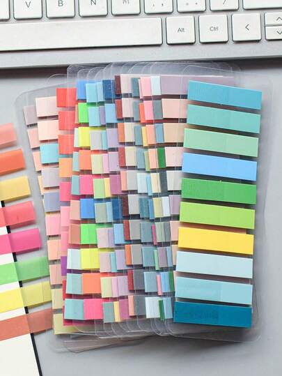 6400张随机款式欧式复古彩色荧光PET透明便签纸，莫兰迪风格备忘录，索引标签，分类标签，返校季