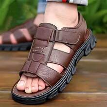 Sandalias y chanclas de hombre para el verano: calzado resistente para exteriores, ideal para conducir, con suelas gruesas, antideslizantes e impermeables. Novedades. - Marrón - Ver 3