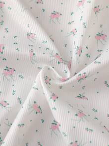 Vintaside Kids Conjunto de 3 piezas de camiseta de manga corta y pantalones cortos estampados con cerezas, de estilo casual y holgado, adecuado para el verano, para niñas - Multicolor - Ver 6