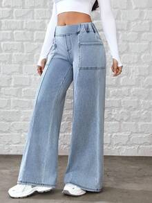 Flexra Women's Casual Loose Fit Pocket Denim Jeans