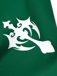 PAVTROS 男士字母十字印花短袖T恤和抽绳腰带卡拉OK套装；男士T恤和运动裤套装；两件套男士绿白运动服套装；印花T恤和慢跑裤；男士休闲套装 - 彩色 - 查看 4