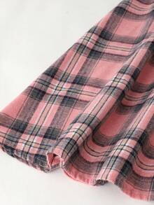 SHEIN 少女高领长袖黑色T恤和格子印花裙优雅两件套 - 粉色 - 查看 8