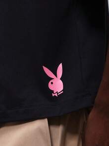 PLAYBOY X SUMWON Oversized Fit Graphic Print Short Sleeve Crew Neck Cotton Blend Casual Everyday Street Style Lovers Club Tee - Navy Blue - View 7