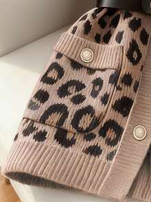 GlowEve Leopard Print Crew Neck Women Knit Cardigan Vest Top, No Belt - Multicolor - View 5