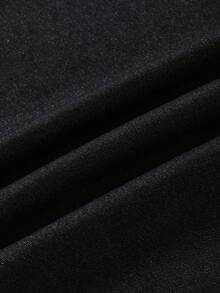 Manfinity Joysei Men's Street Fashion Casual Plaid Embroidered Floral Design Straight Leg Wide Leg Jeans Baggy Jeans With Design - Black - View 5