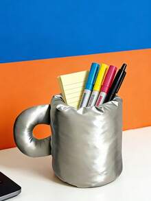 Joivida 1个可爱创意棉填充马克笔杯造型桌面收纳笔筒，可放置尺子、钢笔、水杯等，多功能展示，情人节礼物 - 彩色 - 查看 9