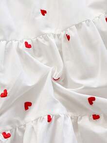 Soleia Women's Square Neck Tie-Up Camisole And Heart Print Layered Ruffle Hem Mini Skirt Casual Vacation 2-Piece Set Red Top White Skirt  Casual Vacation Outfits Women Beach Summer Outfits Valentine's Day