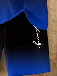 2pcs/Set Toddler Boys' Casual Creative Gradient Letter Graphic Print Short Sleeve T-Shirt And Shorts Set, Comfortable Daily Wear, Suitable For Spring, Summer And Autumn Kids Summer Sets Boy Boy Casual Sets Boy Short Sets Kids Summer Outfits - Multicolor - View 5