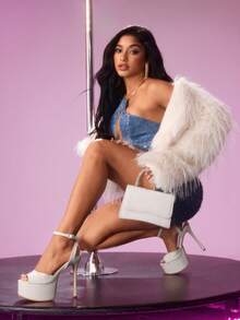 CUCCOO LuxiPop Women's High Heel Platform Sandals, Milky White, Sexy And Fashionable For Nightclub Outfit Valentine's Day - Beige - View 6