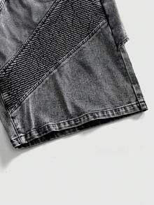 ROMWE MEN Street Life 男士做旧水洗牛仔短裤 - 棕色 - 查看 11