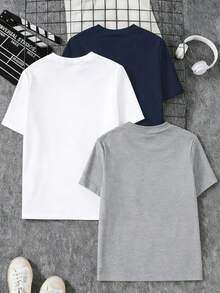 Teen Boy Casual Letter Print Short Sleeve T-Shirt, Summer - Multicolor - View 2