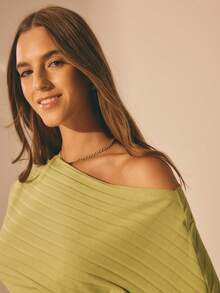 Aralina Women's Wide Neck Batwing Sleeve Ribbed Jersey Cinched Waist Top Cute Going Out Top For Women Everyday Casual Top Women's T-Shirt Festival Outfit Vacation Top Party Outfit - Green - View 4