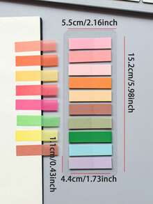 6400张随机款式欧式复古彩色荧光PET透明便签纸，莫兰迪风格备忘录，索引标签，分类标签，返校季 - 彩色 - 查看 2